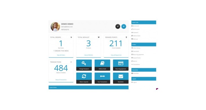 Custom Account Dashboard