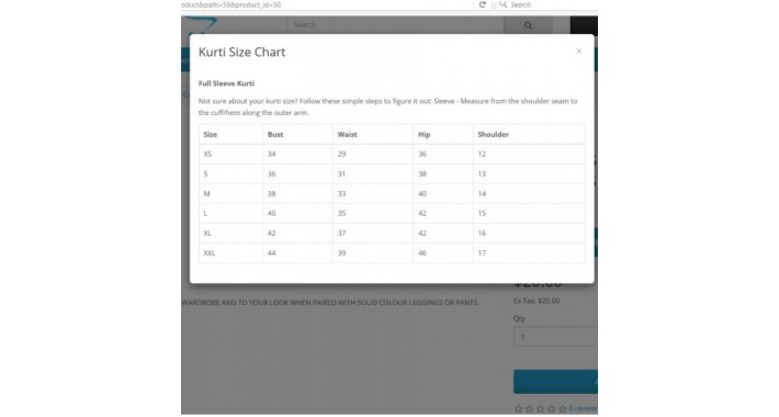 Custom Size Chart