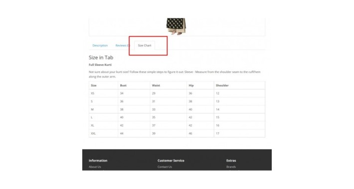 Custom Size Chart