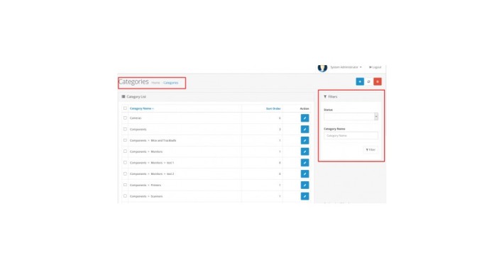 Filter at admin page