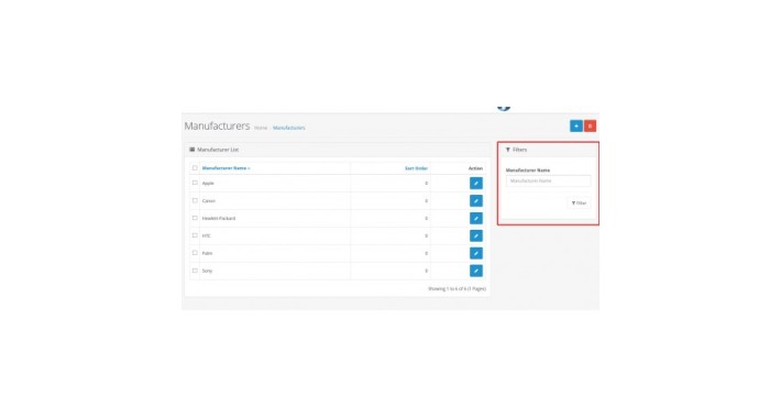Filter at admin page