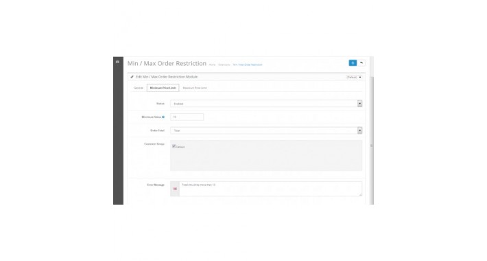 Min Max Order Restrictions