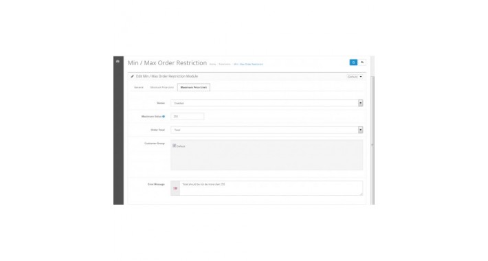 Min Max Order Restrictions