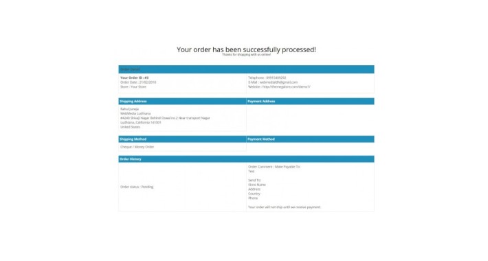 Order Success Page