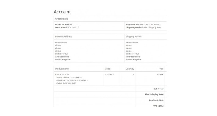 Product Options SKU