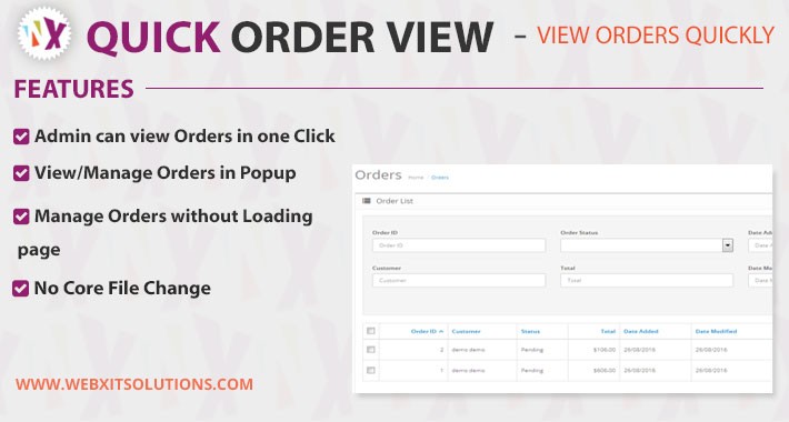 Quick View / Update Order