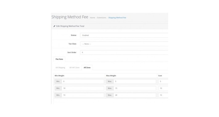 Shipping Method Fee