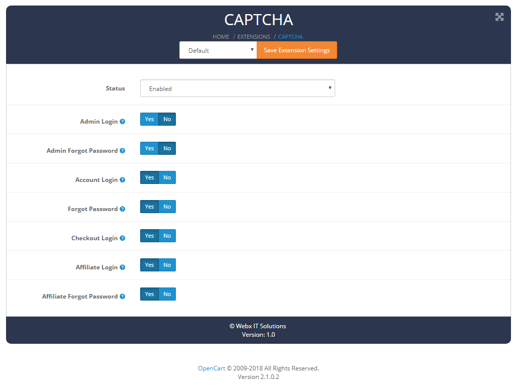 captcha setting