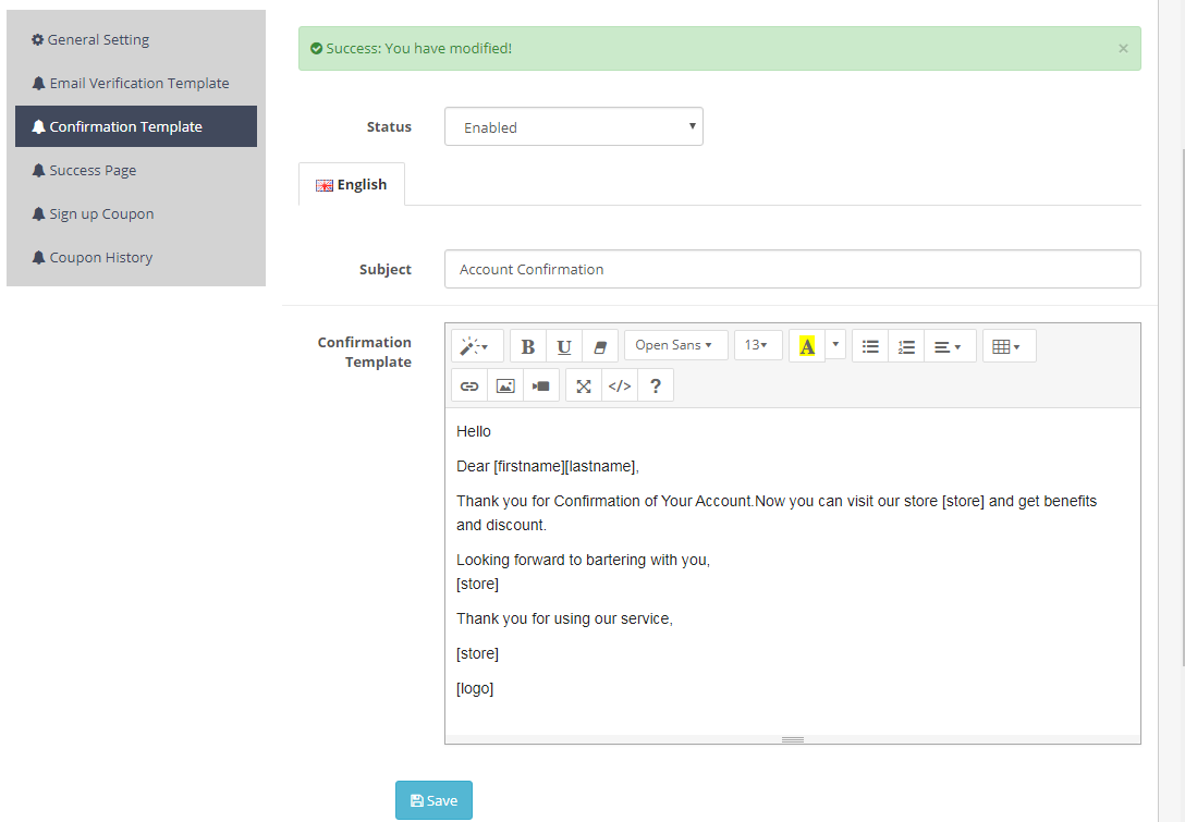 emailverification Confirmationtemplate
