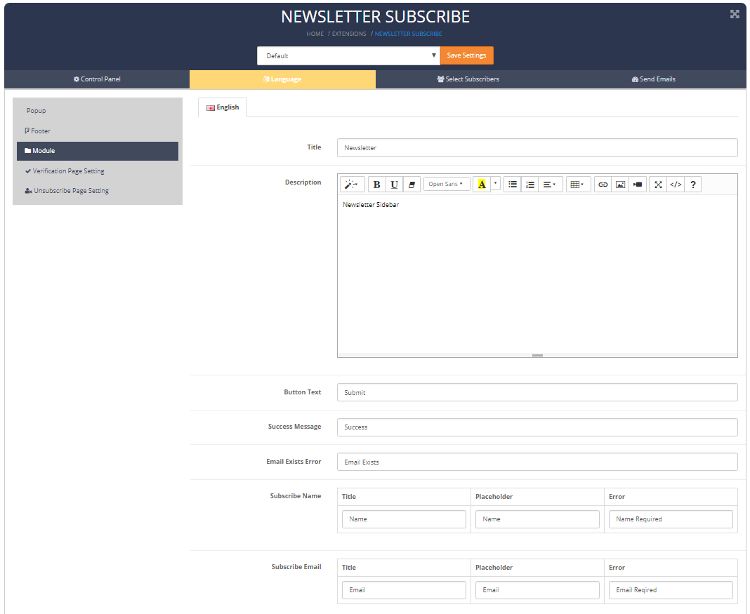 neeslettersubscribe module