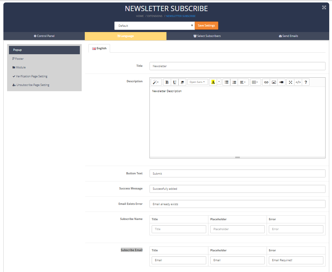 newslettersubscribe language